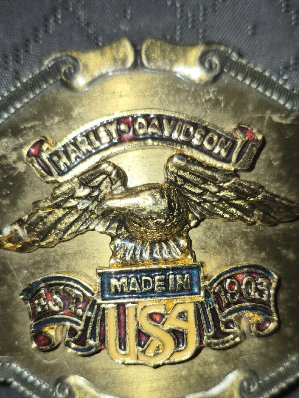 Harley-Davidson Gold and Red Eagle Belt Buckle
